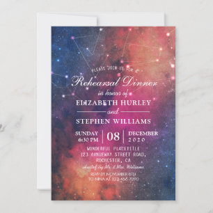 Invitación Constelación de galaxia de la cena de ensayo boda