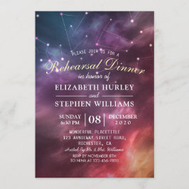 Invitación Constelación de galaxia de la cena de ensayo boda