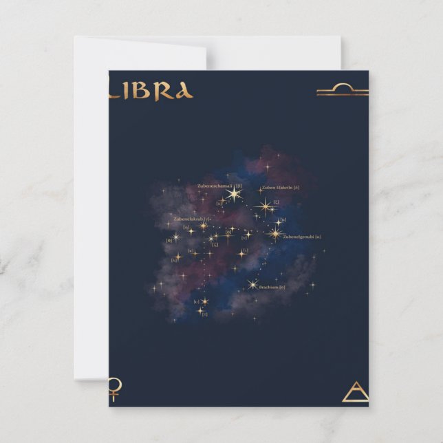 Invitación Constelación de Libra - Regalo único para amantes  (Anverso)