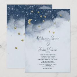 Invitación Constelación de Nubes Soñadoras con Hojuela de Oro