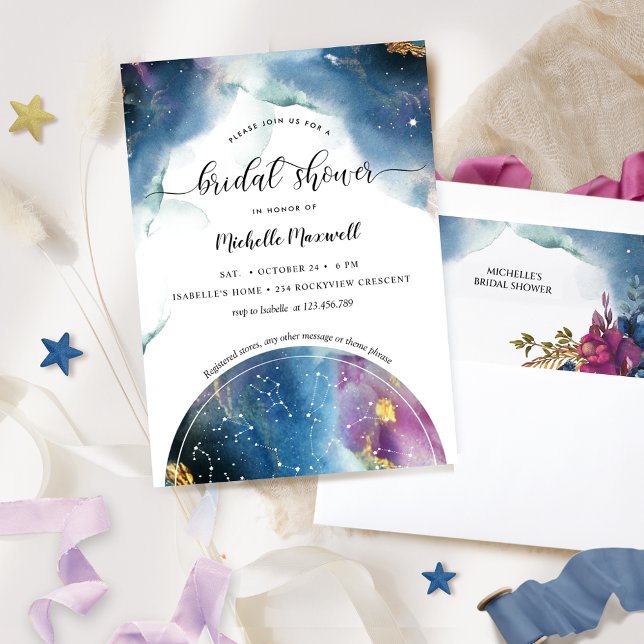 Invitación Constelaciones celestes y estrellas ducha de novia (Subido por el creador)