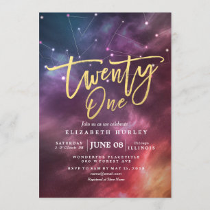 Invitación Constelaciones de galaxia de la fiesta de cumpleañ