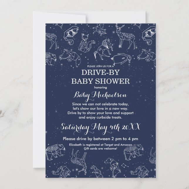 Invitación Constelaciones Impulsadas Por Baby Shower (Anverso)