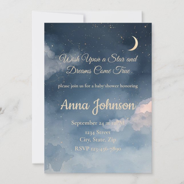 Invitación Constellation Baby Shower Invitation | Watercolor (Anverso)
