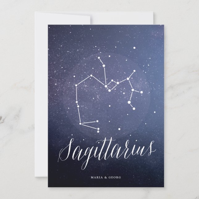 Invitación Constellation Celestial Table Number Sagittarius (Anverso)