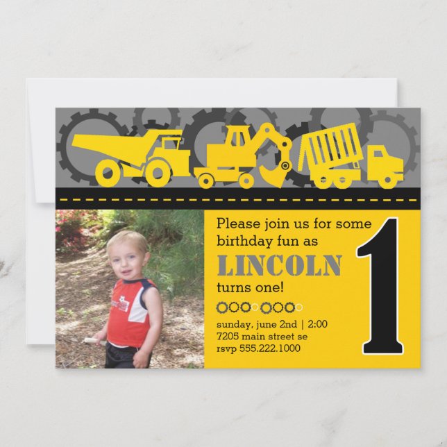 Invitación Construcción 1º cumpleaños (Anverso)