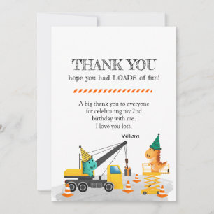 Invitación Construcción 2.º Fiesta de cumpleaños, tema de din