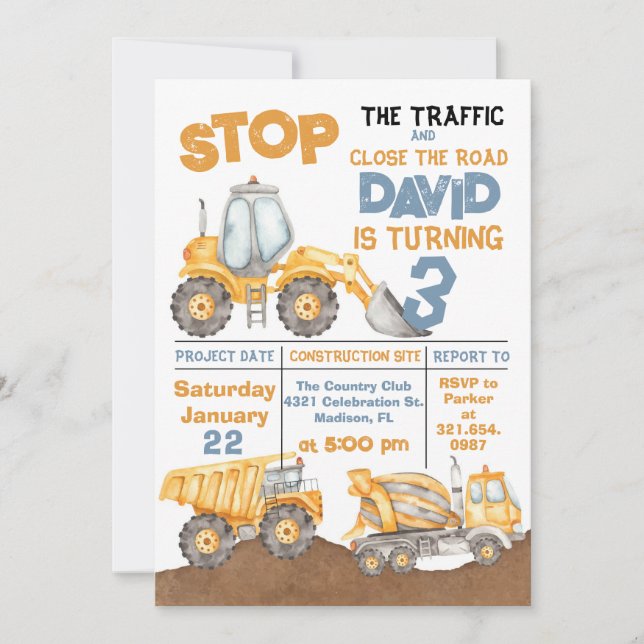 Invitación Construcción 3.ᵉʳ Fiesta de la camioneta volcadera (Anverso)