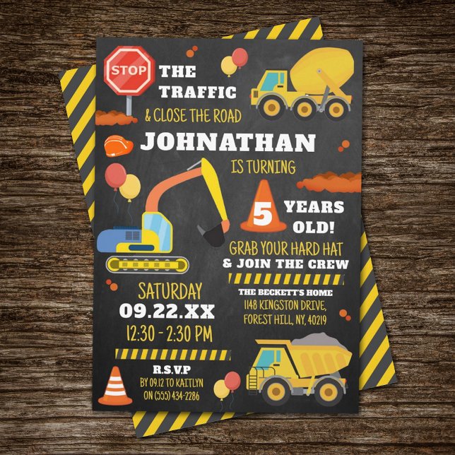 Invitación Construcción 5.º cumpleaños (Subido por el creador)