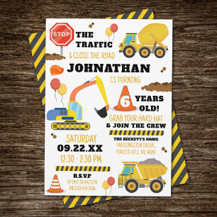 Invitación Construcción 6.º cumpleaños