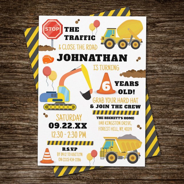 Invitación Construcción 6.º cumpleaños (Subido por el creador)