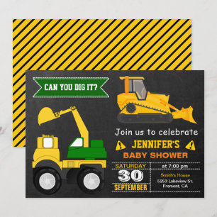 Invitación Construcción Baby Shower de la niveladora