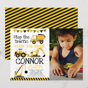 Invitación Construcción, Camión de Volquete con foto