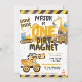 Invitación Construcción, camión volcado 1er cumpleaños