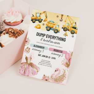 Invitación Construcción conjunta y cumpleaños de hermana bail