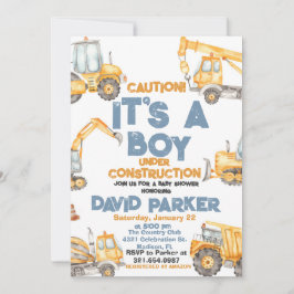Invitación Construcción Cumple de Niño Camión de Volteo Fiest