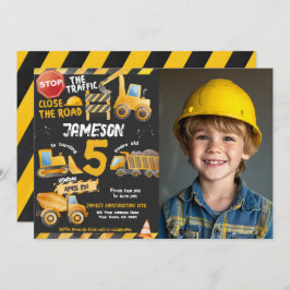 Invitación Construcción, cumpleaños del camión volcado