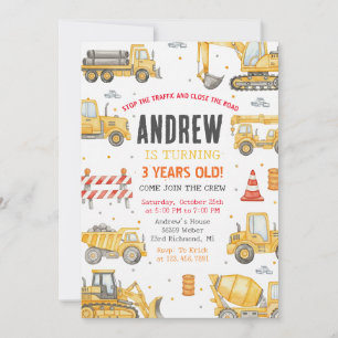 Invitación Construcción de fiesta de cumpleaños moderna perso