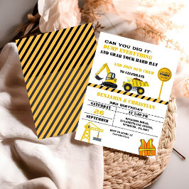 Invitación Construcción de un camión volcado Cumpleaños del t