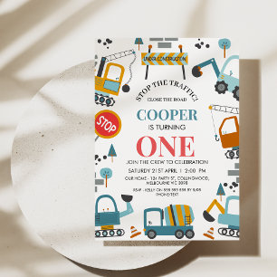 Invitación Construcción de un niño moderno multicolor