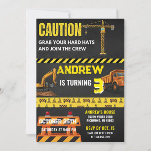 Invitación Construcción Personalizada Cumpleaños Edificio Ama