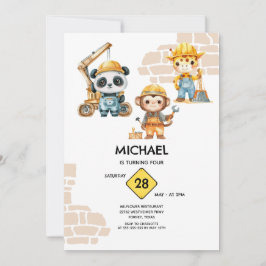 Invitación Construcciones de Animales en Acuarela Cualquier A