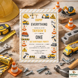 Invitación Construction 1ST Birthday | Builder Truck Party 