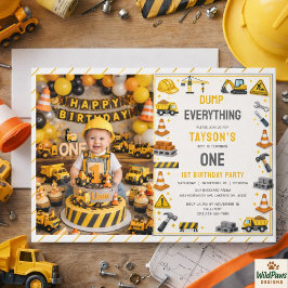 Invitación Construction 1ST Birthday | Builder Truck Party 