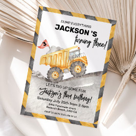 Invitación Construction 3rd birthay Dump Truck party