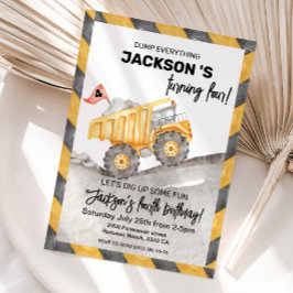 Invitación Construction 4th Birthday Invitation, Dump Truck