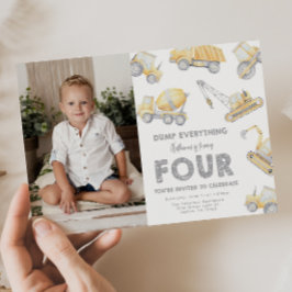 Invitación Construction 4th FOUR Birthday Party