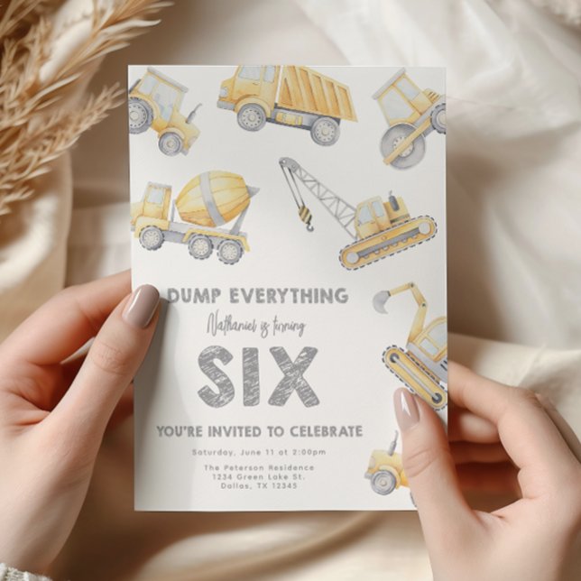 Invitación Construction 6th SIX Birthday Party (Subido por el creador)