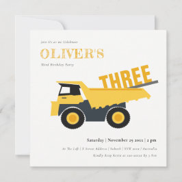 Invitación Construction Dump Truck Any Age Kids Birthday