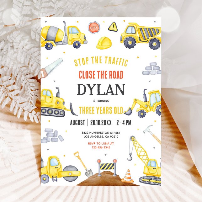 Invitación Construction Dump Truck Boy 2nd Birthday (Subido por el creador)