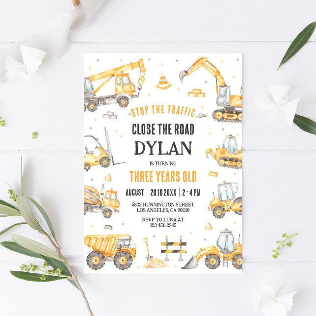 Invitación Construction Dump Truck Boy 2nd Birthday (Subido por el creador)