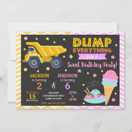 Invitación Construction & Ice Cream Joint Birthday Invitation