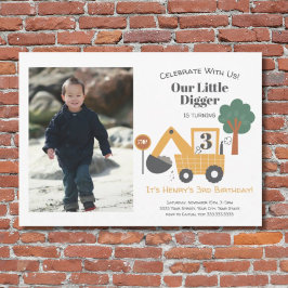 Invitación Construction Our Little Digger 3nd Birthday Party