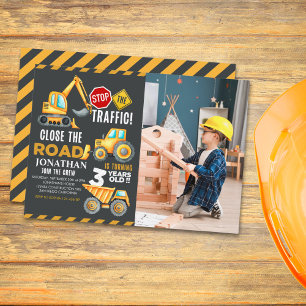 Invitación Construction Party for 3rd Birthday Boy