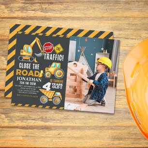 Invitación Construction Party for 4th Birthday Boy