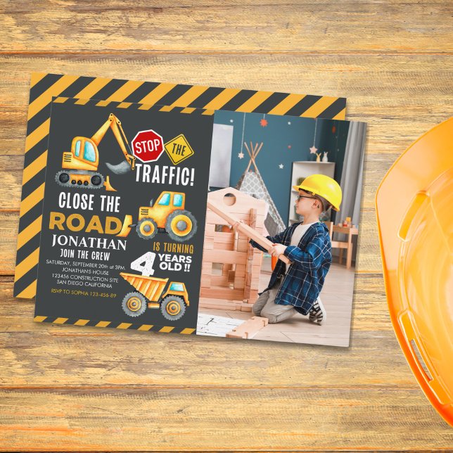 Invitación Construction Party for 4th Birthday Boy (Subido por el creador)