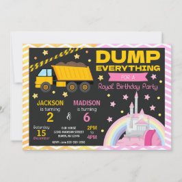 Invitación Construction & Princess Joint Birthday Invitation