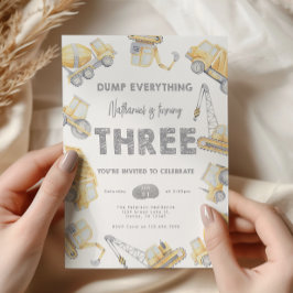 Invitación Construction THREE 3rd Birthday Party