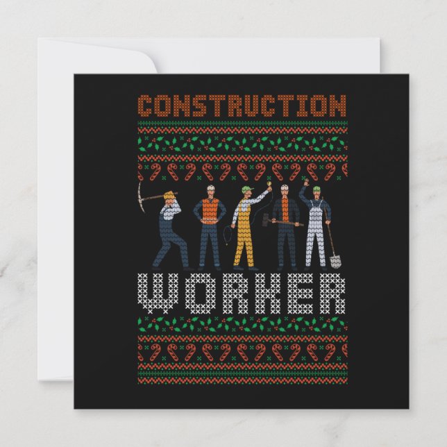 Invitación Construction Worker Ugly Christmas Sweater Gift (Anverso)