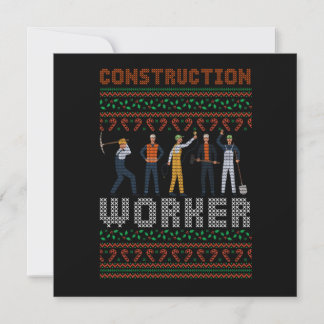 Invitación Construction Worker Ugly Christmas Sweater Gift