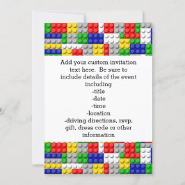 Invitación Construir Blocks Primarios de color Cumpleaños/Fie