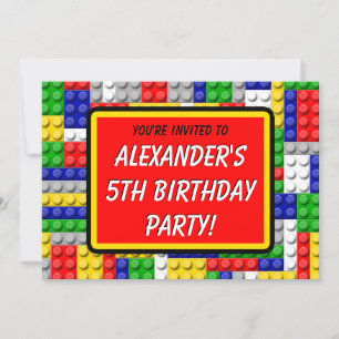 Invitación Construir Blocks Primarios de color Cumpleaños/Fie
