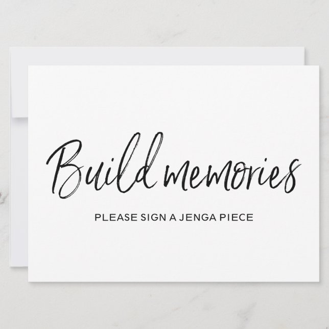 Invitación "Construir recuerdos" Rótulo Boda Jenga | Elegante (Anverso)