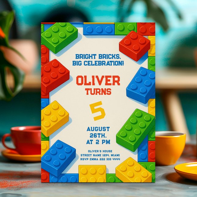 Invitación Construir y Celebrar – Cumpleaños de ladrillos de  (Subido por el creador)