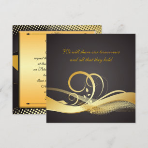 Invitación contemporánea a la boda de oro y negro