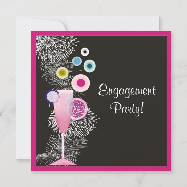 Invitación contemporánea de compromiso de champán (Anverso)